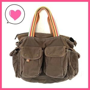 Vintage Y2K olive cargo utility bag rainbow stripe